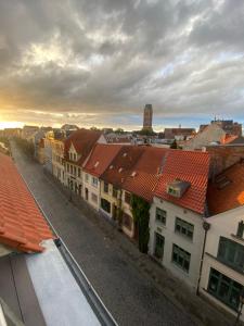een uitzicht over de stad met gebouwen bij See Igel Sjöborre in Wismar