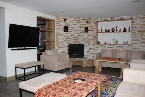un soggiorno con divano e TV di Villa Vitis a Kvareli