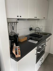 Η κουζίνα ή μικρή κουζίνα στο Komfortables Apartment in der Nähe der Messe