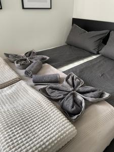 Ένα ή περισσότερα κρεβάτια σε δωμάτιο στο Komfortables Apartment in der Nähe der Messe