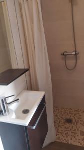 uma casa de banho com um lavatório e um chuveiro em Casa Castillo em Torres