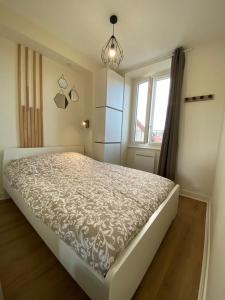 a bedroom with a bed and a window at Cristal 2 in Issoire