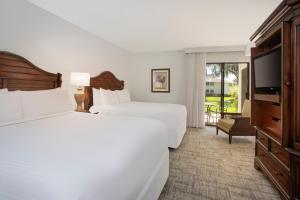 Saddlebrook Golf Resort & Spa Tampa North-Wesley Chapel في ويسلي شابل: غرفة فندقية بسريرين وتلفزيون بشاشة مسطحة