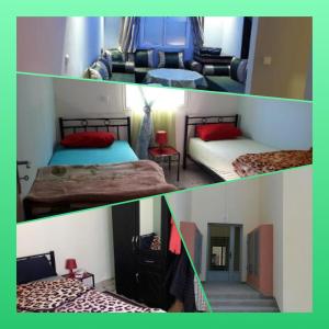 twee verschillende foto's van een slaapkamer met twee bedden bij Résidence Mogador in Agadir