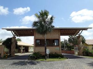 a building with a palm tree in front of it at Casa 22 Lençóis Maranhenses - Barreirinhas - MA in Barreirinhas