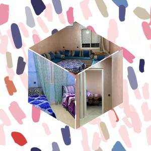 Pokój z łóżkiem i lustrem w obiekcie Résidence Al Osra w mieście Agadir