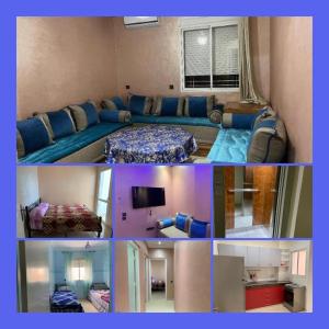un collage de cuatro fotos de una habitación en Résidence Al Osra, en Agadir
