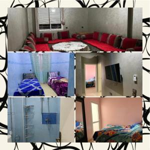 a collage of four pictures of a room at Agadir Holiday Apartment in Agadir