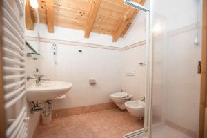 ein Bad mit einem Waschbecken und einem WC in der Unterkunft Apartment Fedares in Wengen