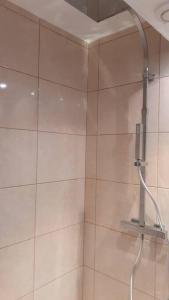 a shower in a bathroom with a shower head at Superbe studio Dolce Vita vue mer plage piscine in Marigot