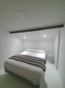 1 dormitorio con 1 cama en una habitación blanca en Nesga Village en Lençóis
