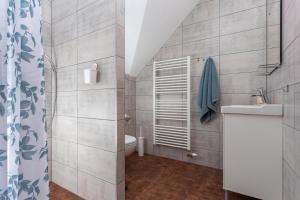 Un baño pequeño con inodoro y lavabo. en Privat Bachledova dolina, en Ždiar 81 fotos más