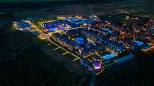 an aerial view of the resort at night at Topola Skies Resort & Aquapark in Topola
