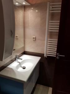a bathroom with a white sink and a shower at Superb & Modern apartment at Berges Lac 2 close to Tunisia Mall in Tunis