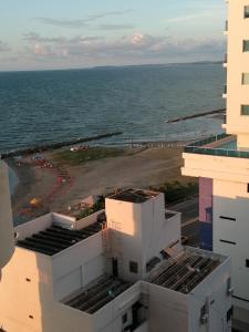an aerial view of the ocean from a building at Cabrero Beach 1111 in Cartagena de Indias