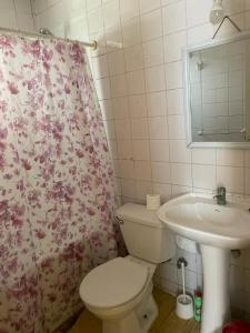 a bathroom with a toilet and a sink at Casa la serena condominio D. Gabriela in La Serena