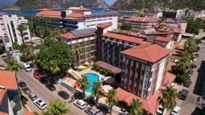 an aerial view of a city with a building at Astoria Beach Hotel in Marmaris