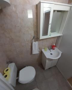 ヘルツェグ・ノヴィにあるNobel Apartments Herceg Noviのバスルーム(白いトイレ、シンク付)