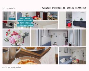 eine Collage mit Fotos von einer Küche und einem Wohnzimmer in der Unterkunft Paris 15 min VILLA ORNELLA in Savigny-sur-Orge