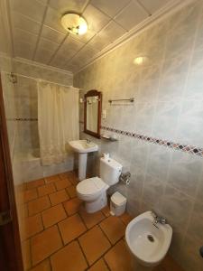 a bathroom with a toilet and a sink at Hotel-Restaurante Venta Tomas in Almuradiel