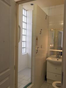 a bathroom with a shower and a sink at AUBERGE RIVA BELLA in Le Touquet-Paris-Plage