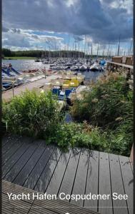 a bunch of boats are docked in a marina at Simply Good Appartment in Borna +15 photos