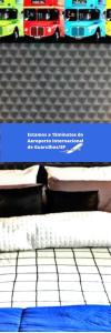 Pousada Casa dos Gattos - Próx ao Aeroporto Guarulhos في جوارولوس: ملصق لسرير مع