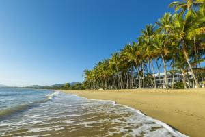 una playa con palmeras y el océano en Alamanda Palm Cove by Lancemore, en Palm Cove