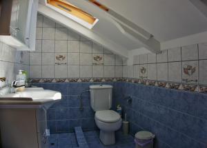 a bathroom with a toilet and a sink at Wooden Sofita House with Unlimited View in Grevena