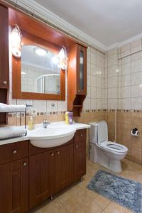a bathroom with a sink and a toilet and a mirror at Superhost! Bakirkoy, Shopping Malls and Cafes! in Istanbul