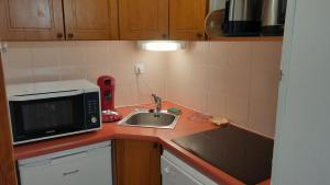 O bucătărie sau chicinetă la Chaleureux appartement au cœur des Orres 1800, ménage compris