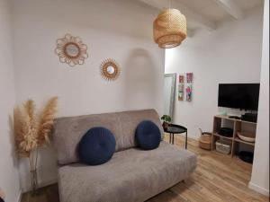 Televízia a/alebo spoločenská miestnosť v ubytovaní L'ANTONINPlein centre-maison carrée/P1 Bis
