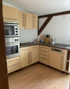 Una cocina o cocineta en Ferienwohnung am Jahnteich