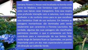 un cartello in un giardino fiorito di Santana, Flowers's House a Santana