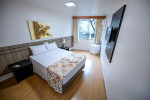 ein Hotelzimmer mit einem Bett und einem TV in der Unterkunft Hotel Nacional Inn São Paulo - Centro de SP in São Paulo