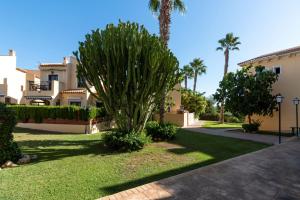 einen Busch vor einem Haus mit Palmen in der Unterkunft 228 Lovely Home La Zenia - Alicante Holiday in Playa Flamenca