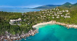an aerial view of a resort on a beach at Banyan Tree Samui in Lamai