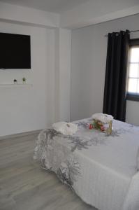 1 dormitorio con 1 cama y TV en la pared en Casa Rural Guadá, en Valle Gran Rey
