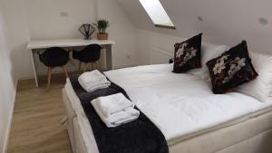 Łóżko lub łóżka w pokoju w obiekcie Apartamenty KB Toruń
