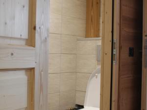 een badkamer met een wit toilet in een kamer bij Appartement lumineux 6 pers, 2 ch, départ ski au pied - FR-1-416-94 in La Toussuire