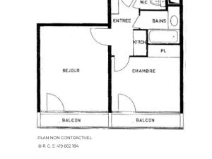 Appartement Les Menuires, 2 pièces, 4 personnes - FR-1-452-37 평면도