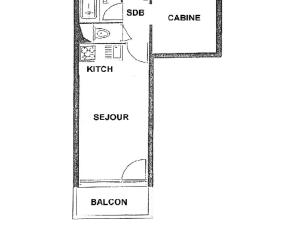 The floor plan of Studio Les Menuires, 1 pièce, 3 personnes - FR-1-452-43