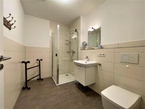 a bathroom with a shower and a sink and a toilet at Villa Moselufer, schönste Aussicht, Luxuriös, Netflix, Burg Cochem in Cochem +11 photos