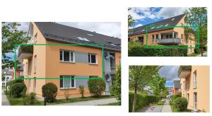 two pictures of a building and a house at moderne 4 Zimmer -Wohnung I BBQ I Parkplatz in Munich