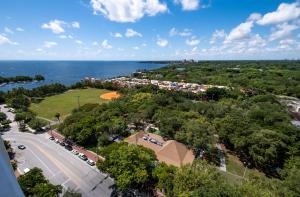 an aerial view of a town and the ocean at Private Oasis at Arya in Miami