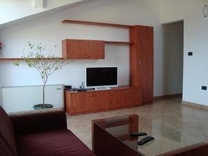 sala de estar con sofá y TV en Apartments Bruk, en Lovran