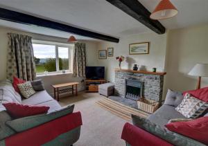 a living room with a couch and a fireplace at Black Patch in Norton