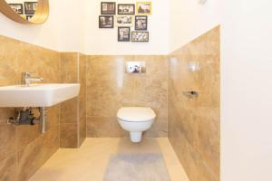 a bathroom with a toilet and a sink and a mirror at Bliss on the Bay in Njivice +43 photos