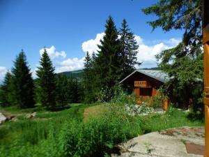 a cabin in the middle of a field with trees at Chalet Les Saisies, 4 pièces, 8 personnes - FR-1-594-42 in Hauteluce