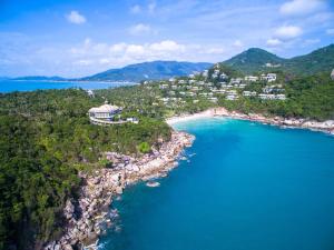 an aerial view of a resort on an island in the ocean at Banyan Tree Samui in Lamai